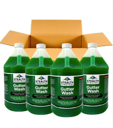 Stealth Gutter Wash – Premium Gutter Cleaner and Oxidation Remover, Case of Four 1-Gallon Jugs