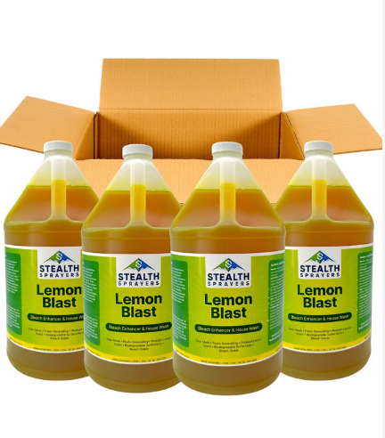 Stealth Lemon Blast – Soft Wash Surfactant, Case of Four 1-Gallon Jugs – House & Roof Cleaner