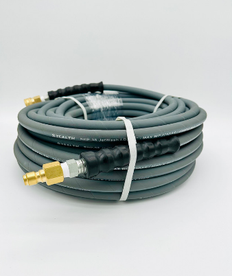 Stealth Jetwash 100ft x 3/8" ID Pressure Washer Hose with Quick Connects, 4000 PSI, Non-marking, Gray